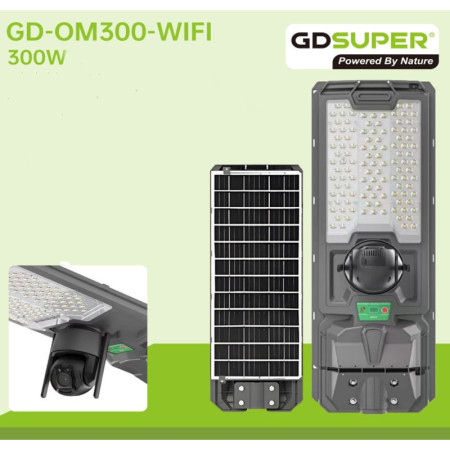 ΗΛΙΑΚΟΣ ΠΡΟΒΟΛΕΑΣ ΔΡΟΜΟΥ 300W ΜΕ ΕΝΣΩΜΑΤΩΜΕΝΗ ΚΑΜΕΡΑ ΑΣΦΑΛΕΙΑΣ GD-OM300-WIFI