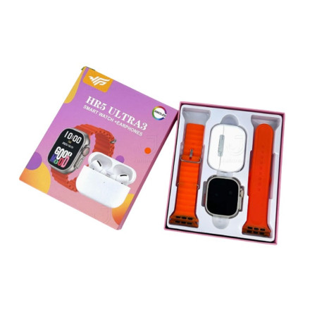 HR5 ULTRA 3 ΣΕΤ SMARTWATCH ΜΕ ΟΘΟΝΗ AMOLED, 2 ΛΟΥΡΑΚΙΑ & ΑΣΥΡΜΑΤΑ ΑΚΟΥΣΤΙΚΑ JG-06802