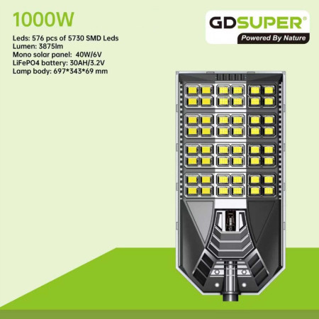 GDSUPER ΗΛΙΑΚΟΣ ΠΡΟΒΟΛΕΑΣ ΔΡΟΜΟΥ 1000W 6500K GD-01-1000W